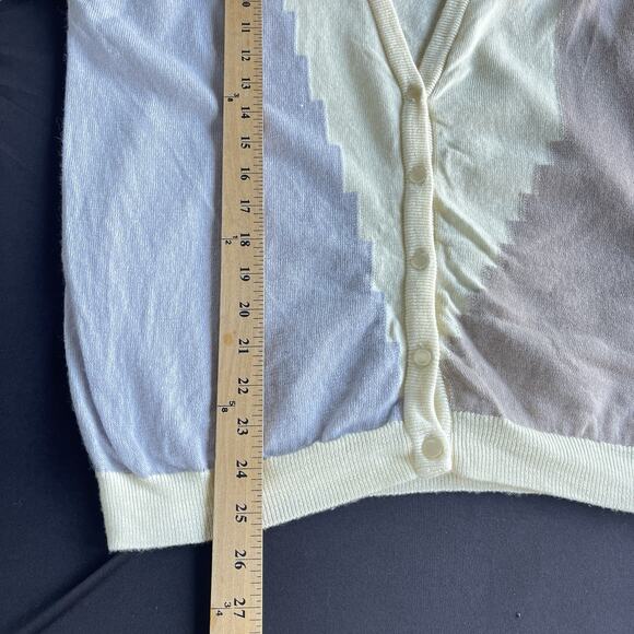 St. Michael Men Cardigan Sweater Size 44 Lambswool Button Up Long Sleeve Grandpa - Picture 9 of 9